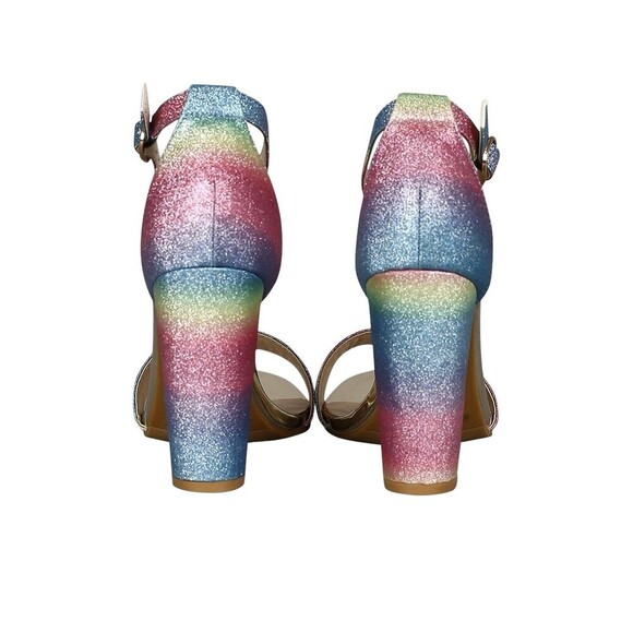 BAMBOO Women's Block Heel Sandal , Pastel Rainbow Glitter size 6B NEW - Picture 3 of 7